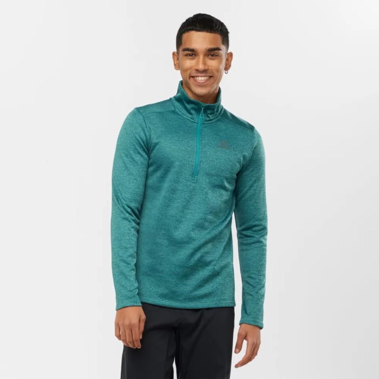 Sudaderas Salomon Essential Lightwarm Seamless Half Zip Hombre Turquesa | MX XFMJ725